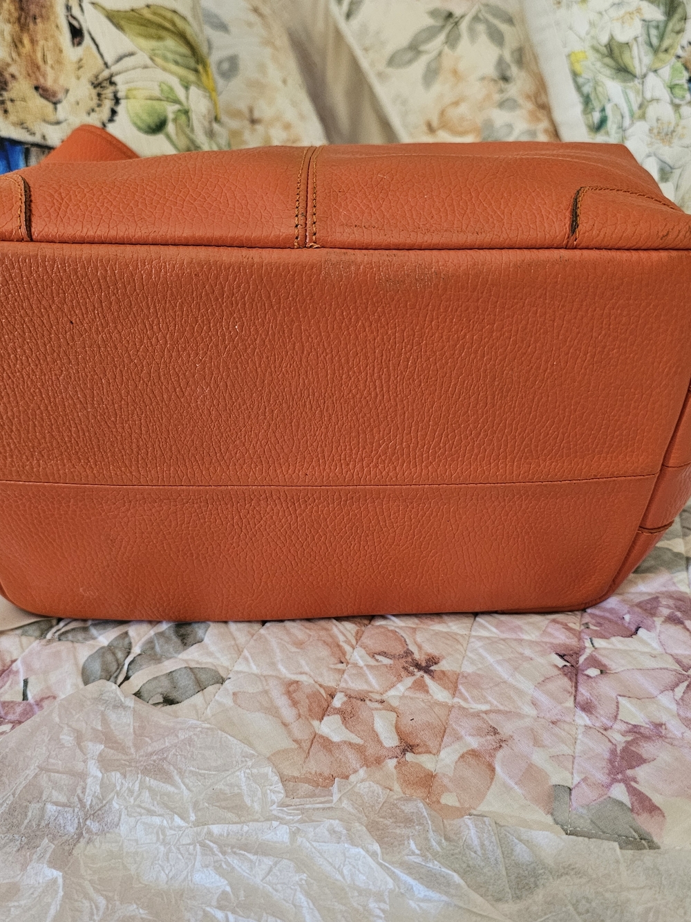 Orange Leather Tote Bag - Classic Carryall - Picture 9 of 11